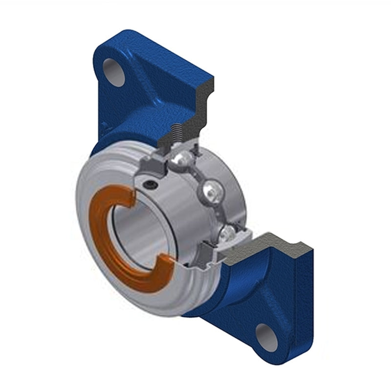 SNR UCF209CC Metric Four Bolt Square Cast Iron Flange Housing with 45mm Bore Insert with Narrow Steel Plate Cover - Closed Version - Allow 2-3 Days