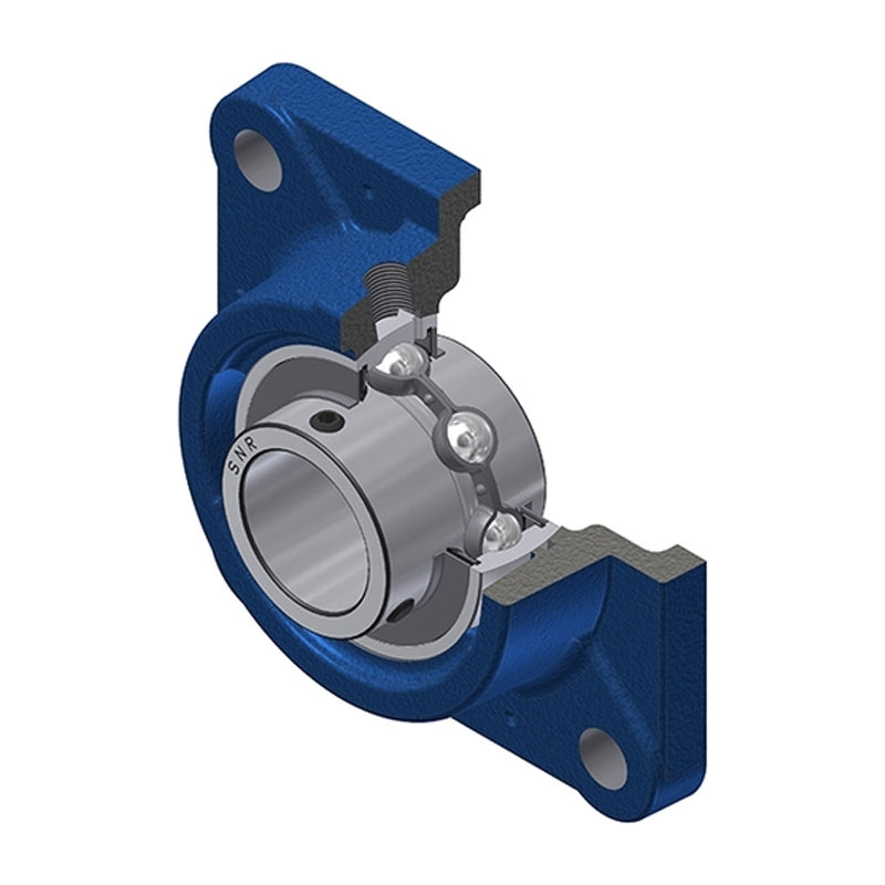 SNR UCFE216 Metric Four Bolt Square Cast Iron Flange Housing with 80mm Bore Insert - Allow 2-3 Days