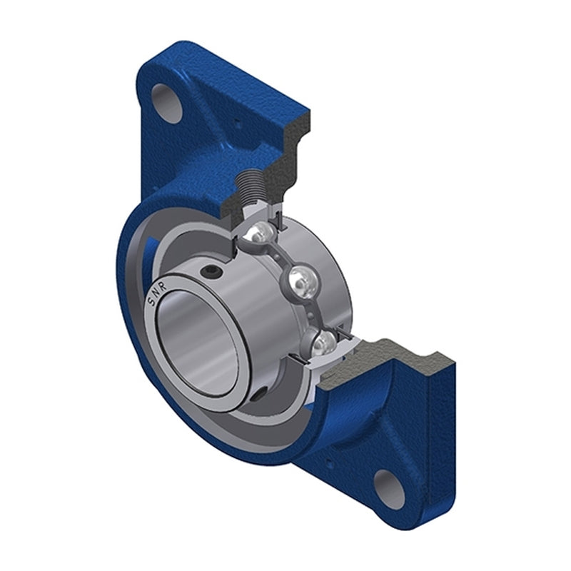 SNR UCFE213N Metric Four Bolt Square Cast Iron Flange Housing with 65mm Bore Insert - Allow 2-3 Days