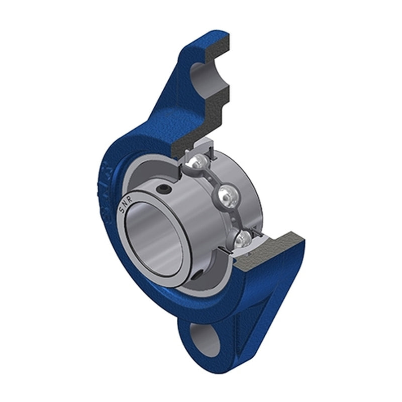 SNR UCFL213 Metric Two Bolt Oval Cast Iron Flange Housing with 65mm Bore Insert - Allow 2-3 Days