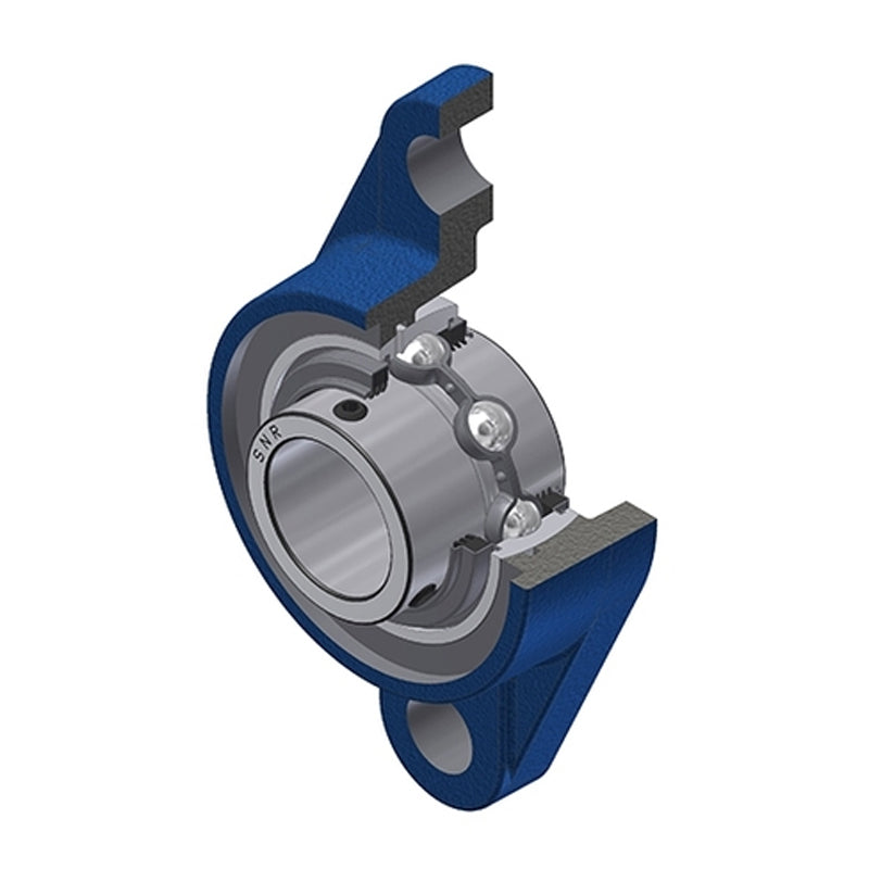SNR UCFL206NL3 Metric Two Bolt Oval Cast Iron Flange Housing with 30mm Bore Insert with Triple Lip Seal - Allow 2-3 Days