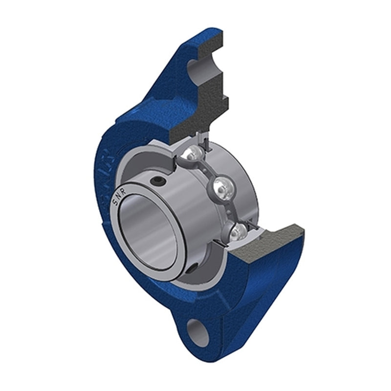 SNR UCFLZ205 Metric Two Bolt Oval Cast Iron Flange Housing with 25mm Bore Insert - Allow 2-3 Days