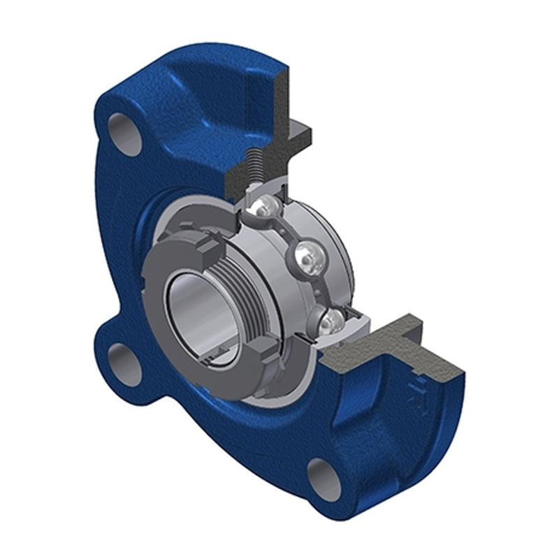 SNR UKFC208H Metric Four Bolt Cast Iron Round Flanged Housing Insert and Adaptor Sleeve Fits 35mm Shaft - Allow 2-3 Days