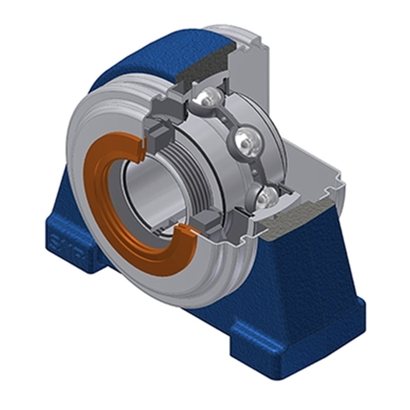 SNR UKPAE208HCO Threaded Base Small Footprint Metric Pillow / Plummer Block Housing with Narrow Steel Plate Cover - Open Version - Insert and Adaptor Sleeve Fits 35mm Shaft - Allow 2-3 Days