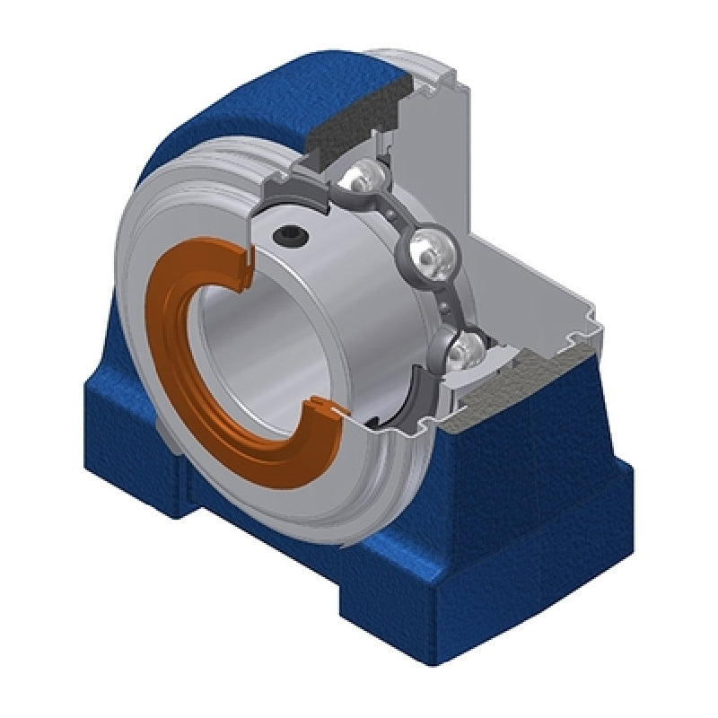 SNR USPG209CC Threaded Base Small Footprint Metric Pillow / Plummer Block Housing with 45mm Bore Insert with Narrow Steel Plate Cover - Closed Version - Allow 2-3 Days