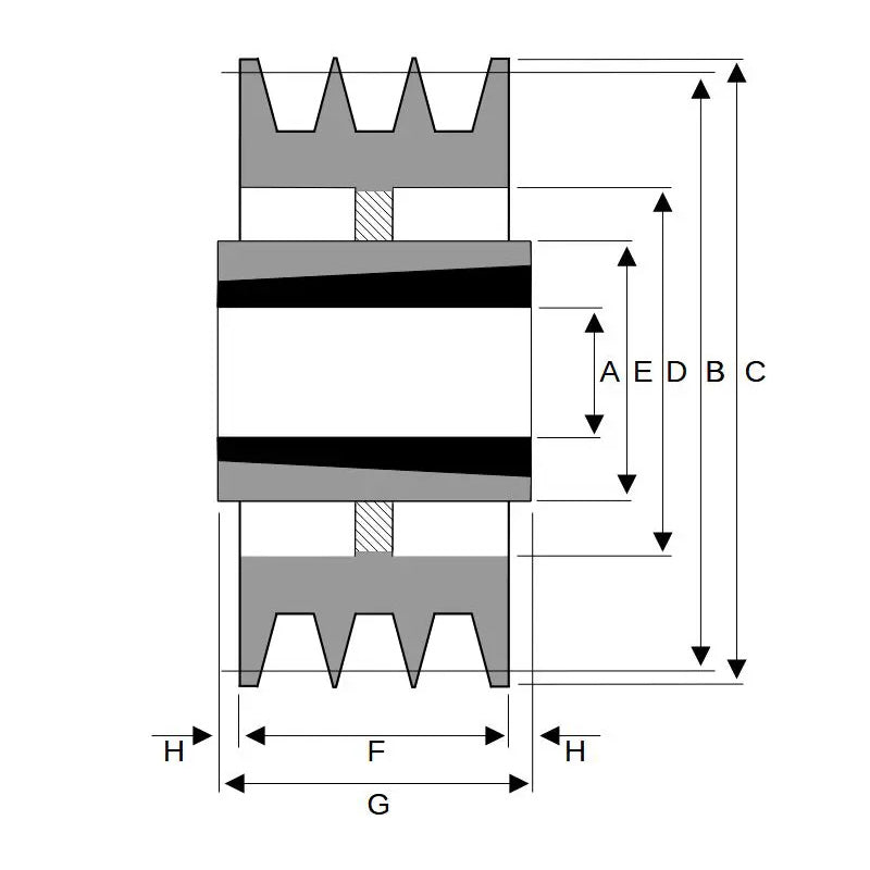 1000X3SPC 1000mm Pitch Diameter SPC Section Tapered Locking Bush Type Pulley with 3 Grooves (Bush not Incl.)