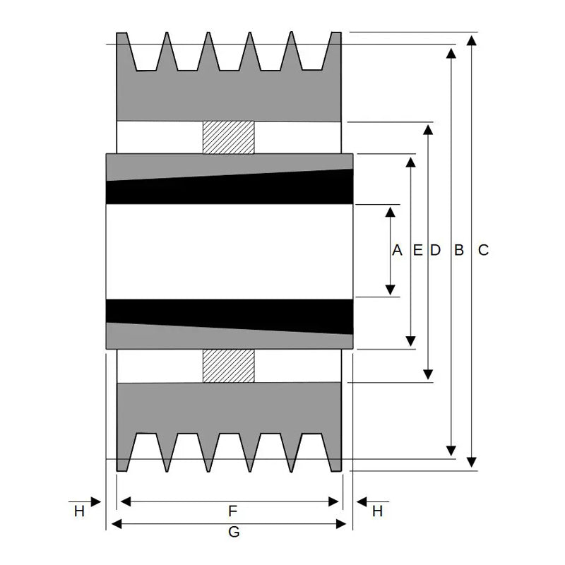 PowerDrive 800X5SPA 800mm Pitch Diameter SPA Section Tapered Locking Bush Type Pulley with 5 Grooves (Bush not Incl.) - Allow 2-3 Days