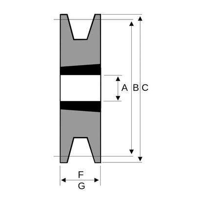 106X1SPB 106mm Pitch Diameter SPB Section Tapered Locking Bush Type Pulley with 1 Groove (Bush not Incl.)