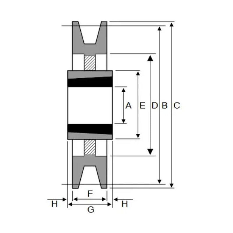PowerDrive 400X10SPB 400mm Pitch Diameter SPB Section Tapered Locking Bush Type Pulley with 10 Grooves (Bush not Incl.) - Allow 2-3 Days