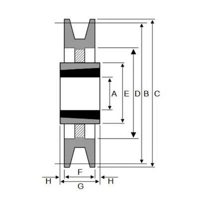 PowerDrive 400X10SPB 400mm Pitch Diameter SPB Section Tapered Locking Bush Type Pulley with 10 Grooves (Bush not Incl.) - Allow 2-3 Days
