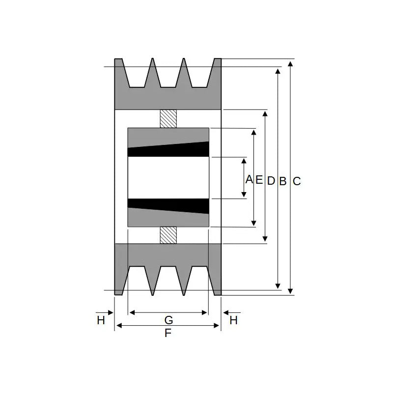 PowerDrive 900X3SPB 900mm Pitch Diameter SPB Section Tapered Locking Bush Type Pulley with 3 Grooves (Bush not Incl.) - Allow 2-3 Days