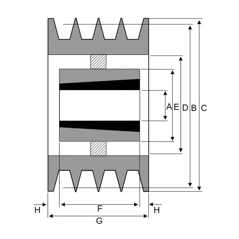 900X4SPB 900mm Pitch Diameter SPB Section Tapered Locking Bush Type Pulley with 4 Grooves (Bush not Incl.)