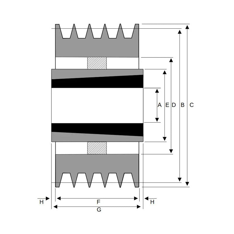 1000X5SPB 1000mm Pitch Diameter SPB Section Tapered Locking Bush Type Pulley with 5 Grooves (Bush not Incl.)