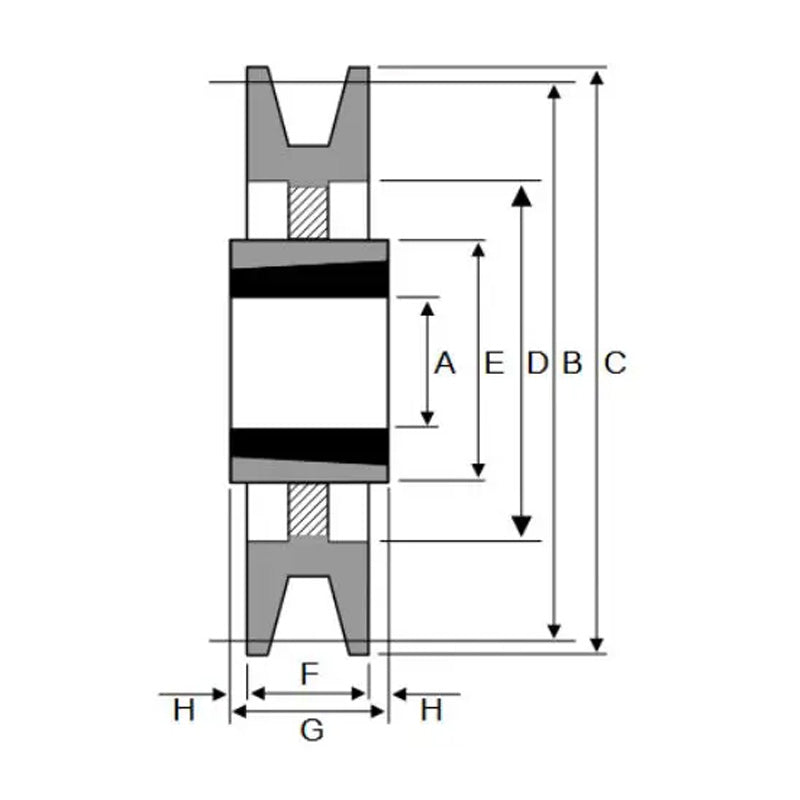 190X1SPZ 190mm Pitch Diameter SPZ Section Tapered Locking Bush Type Pulley with 1 Groove (Bush not Incl.)