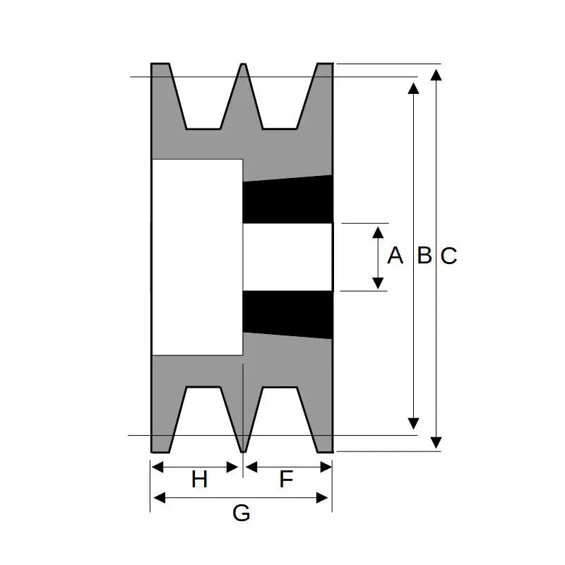106X2SPZ 106mm Pitch Diameter SPZ Section Tapered Locking Bush Type Pulley with 2 Grooves (Bush not Incl.)