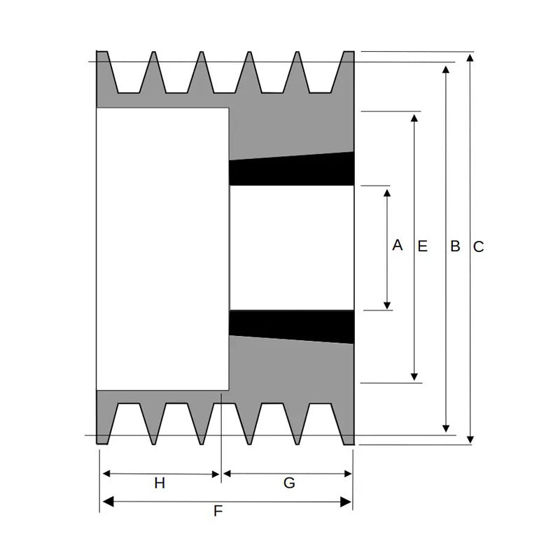 100X5SPZ 100mm Pitch Diameter SPZ Section Tapered Locking Bush Type Pulley with 5 Grooves (Bush not Incl.)