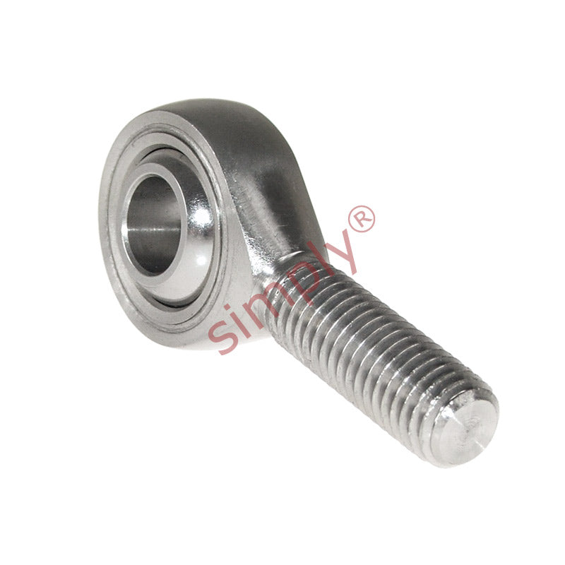 Budget SSPOS8 Right Hand Stainless Steel / PTFE Lined Plain Male Rod End 8mm Bore M8x1.25 Thread