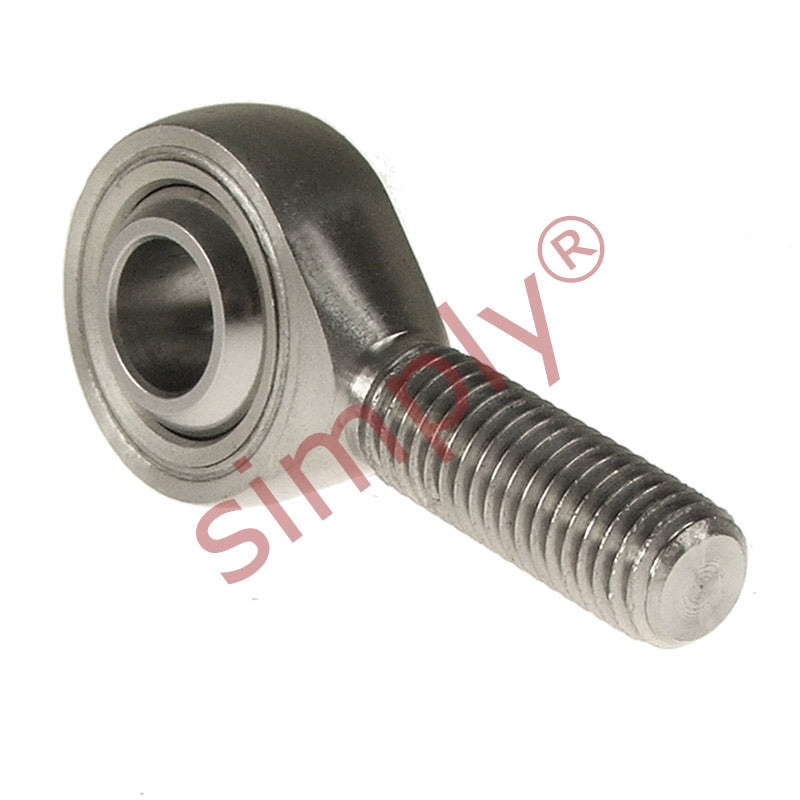 Budget SSPOS12/F2L Left Hand Stainless Steel / PTFE Lined Plain Male Rod End 12mm Bore M12x1.25 Thread