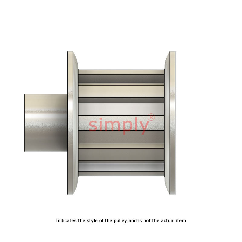 Aluminium Centre Drilled AT5 Timing Pulley with Flanges 5mm Pitch 14 Tooth for 16mm Wide Belts - Overall Width 27mm
