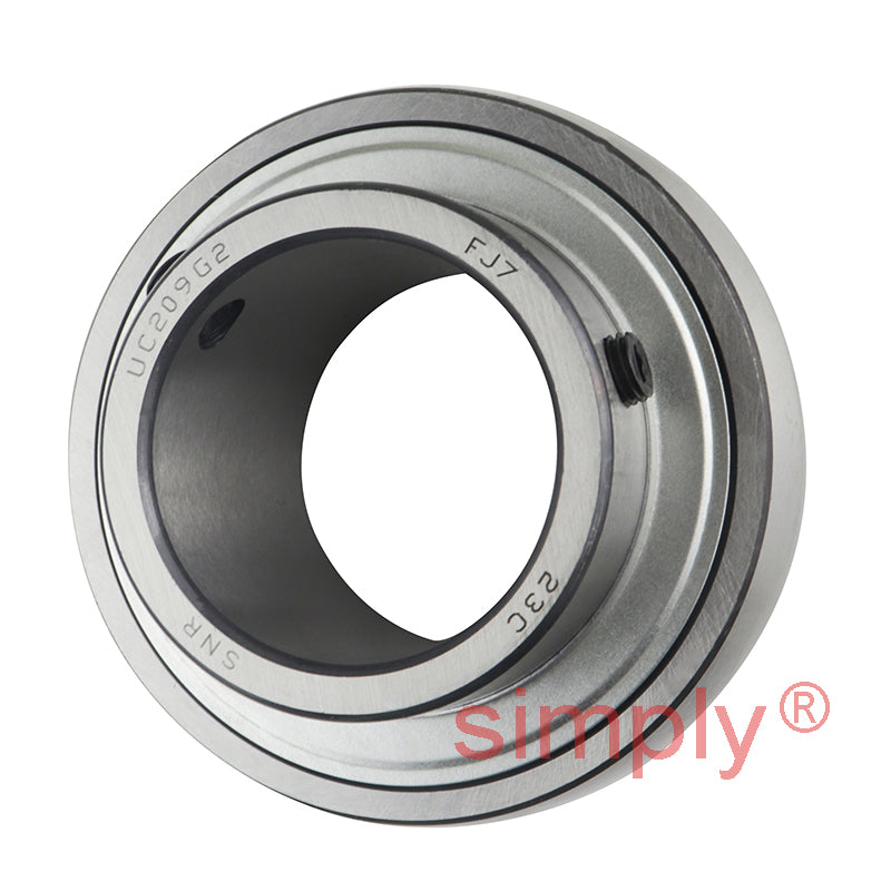 SNR UC209G2 Metric Full Width Spherical Outer Bearing Insert 45mm Bore 85mm Outside Diameter with Grub Screws