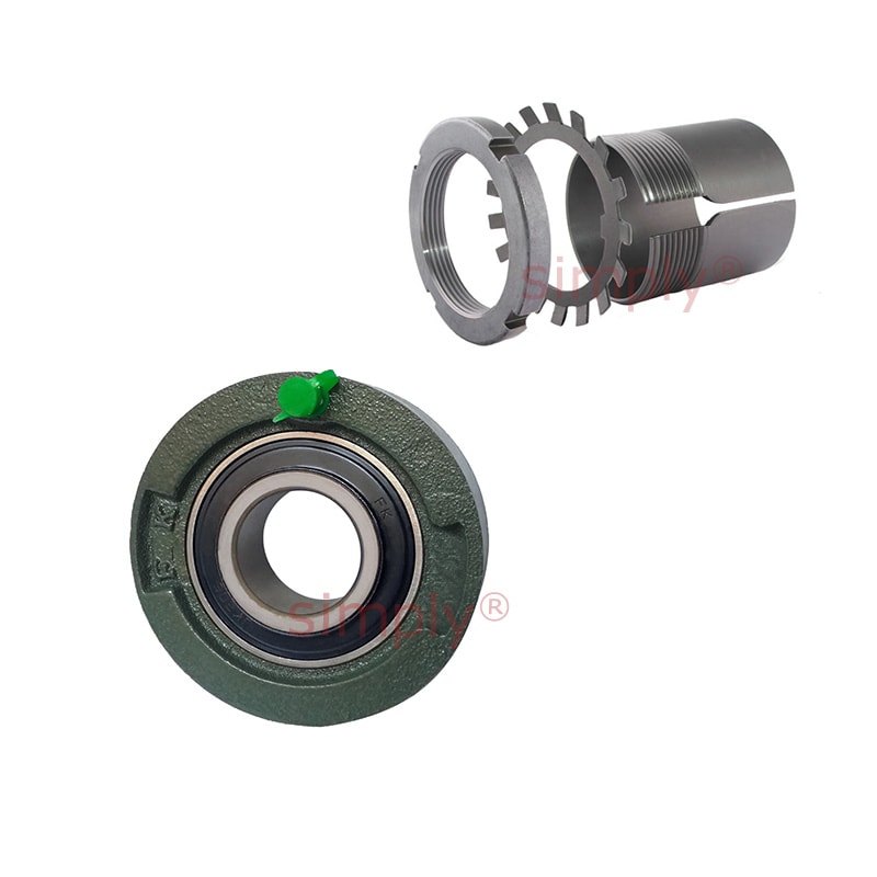 UKC212/H2312 Metric Cast Iron Medium Duty Cartridge Unit with Adaptor Sleeve Mounted and 55mm Bore Insert 130mm Outside Dia