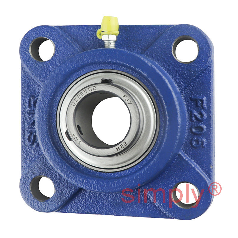 SNR UCF205 Metric Four Bolt Square Cast Iron Flange Housing with 25mm Bore Insert