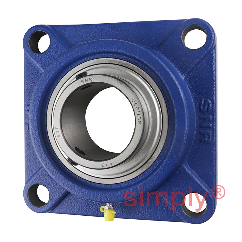 SNR UCF211 Metric Four Bolt Square Cast Iron Flange Housing with 55mm Bore Insert