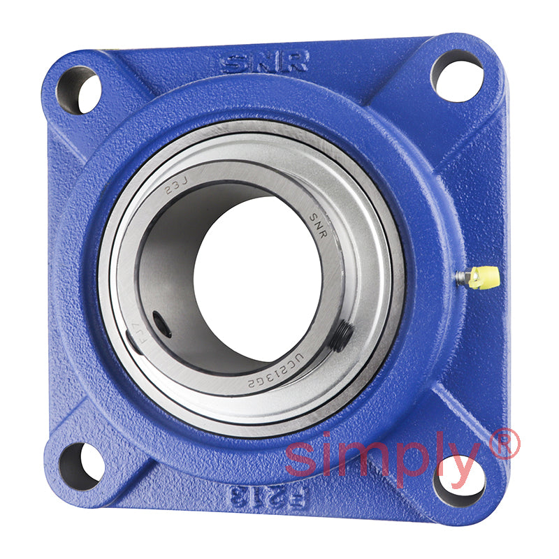 SNR UCF213 Metric Four Bolt Square Cast Iron Flange Housing with 65mm Bore Insert
