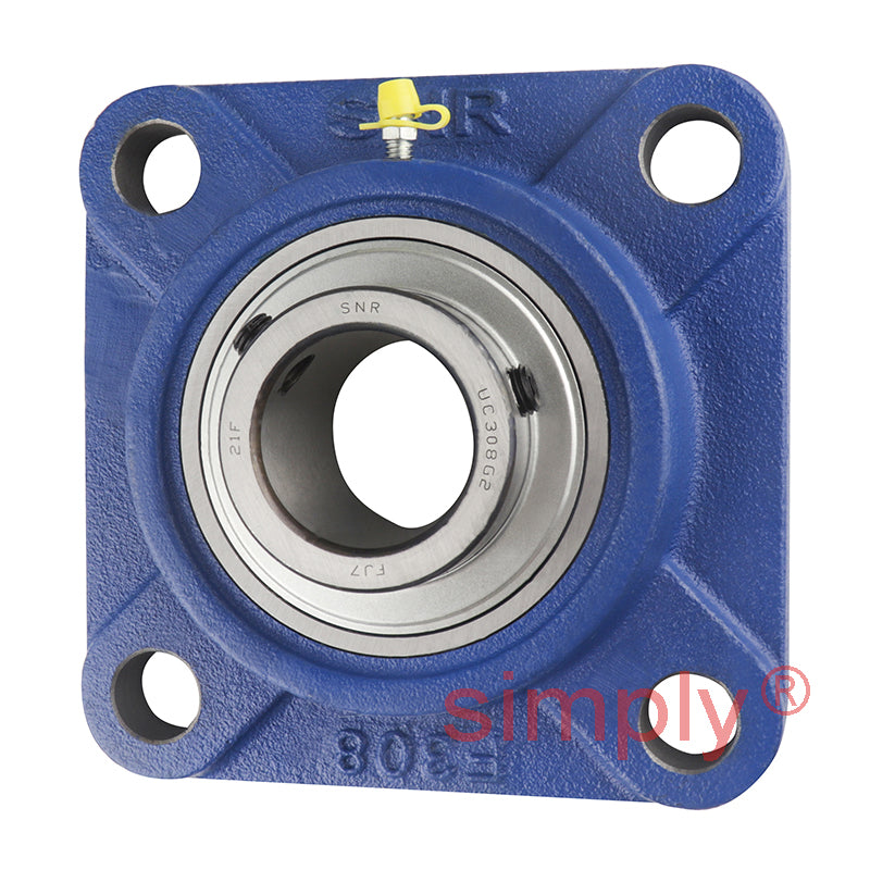 SNR UCF308 Metric Four Bolt Square Cast Iron Flange Housing with 40mm Bore Insert