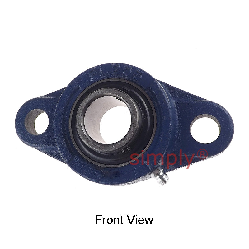 UCFL205 Metric Two Bolt Oval Cast Iron Flange Housing with 25mm Bore Insert