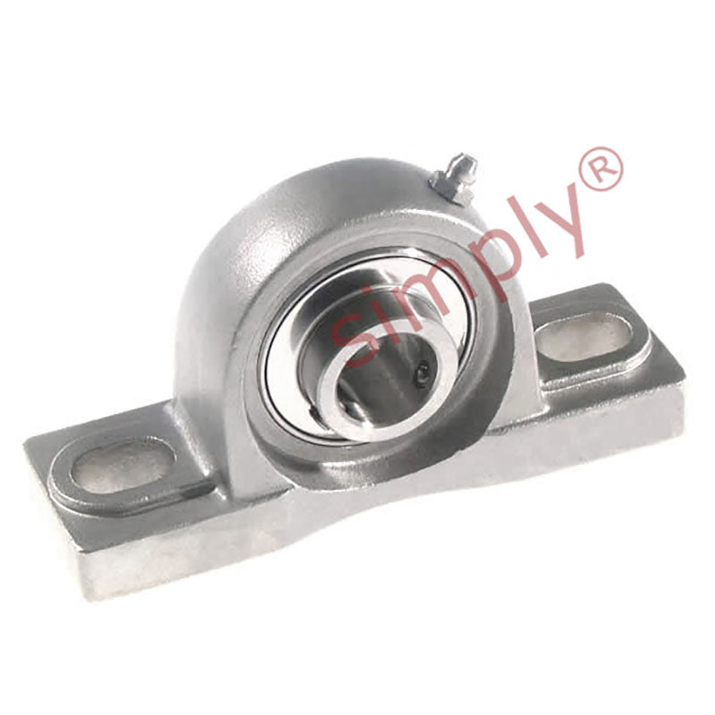 SSUCP202 Metric Stainless Steel Two Bolt Pillow / Plummer Block Housing with 15mm Bore Stainless Insert 