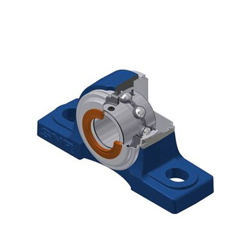 SNR UCP212CO Metric Cast Iron Two Bolt Pillow / Plummer Block Housing 60mm Bore Insert with Steel Plate Cover - Open Version - Allow 2-3 Days