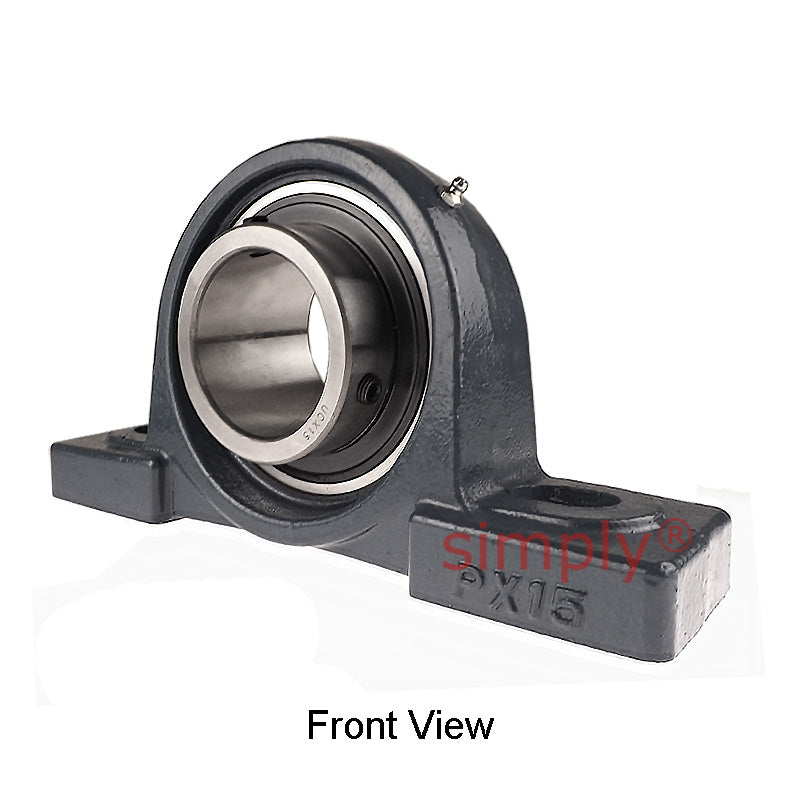 UCPX15 Metric Two Bolt Cast Iron Pillow / Plummer Block Housing with 75mm Bore Insert