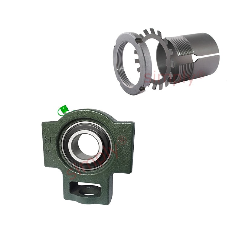 UKT211/H2311 Metric Cast Iron Take Up Unit Housing Insert and Adaptor Sleeve Fits 50mm Shaft