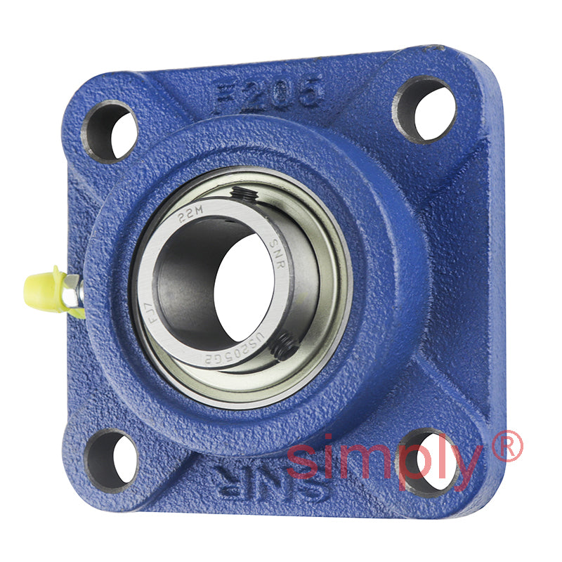 SNR USF205 Metric Four Bolt Square Cast Iron Flange Housing with 25mm Bore Insert