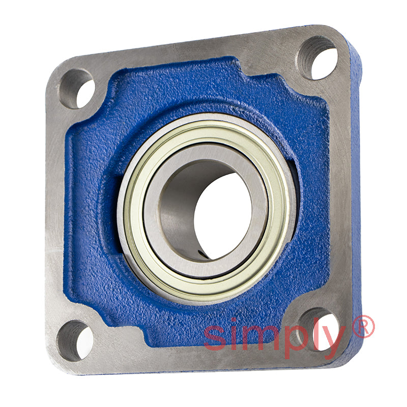 SNR USF207 Metric Four Bolt Square Cast Iron Flange Housing with 35mm Bore Insert