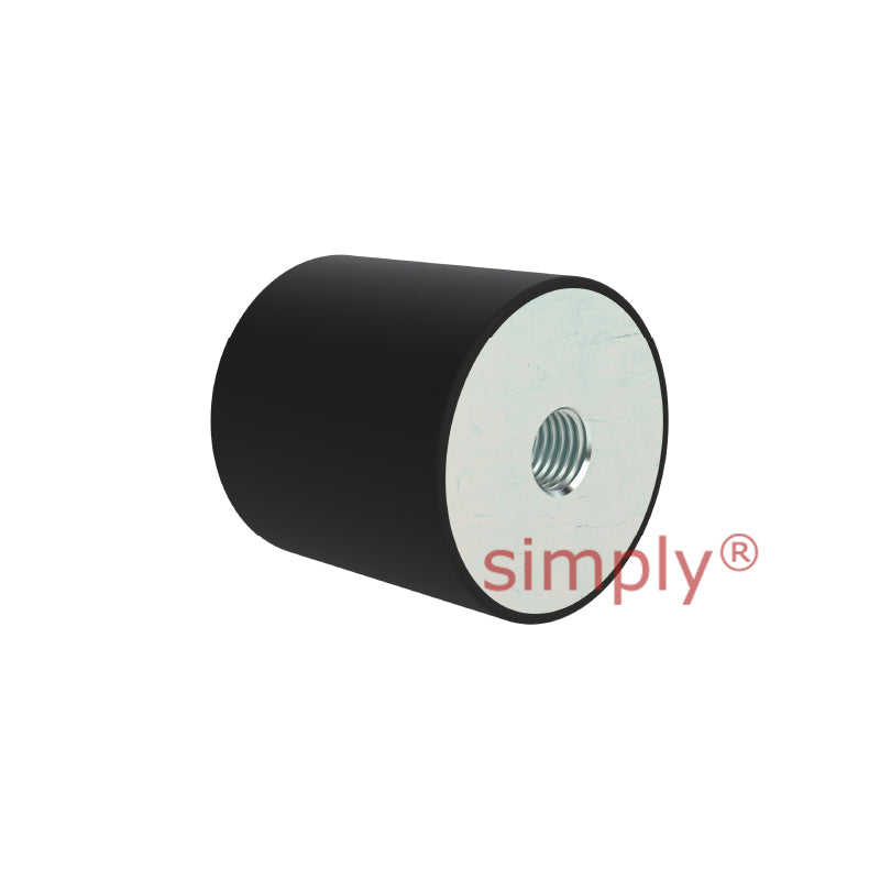High-Performance Female Rubber Cylindrical Bump Stop 25x20mm M6 Thread